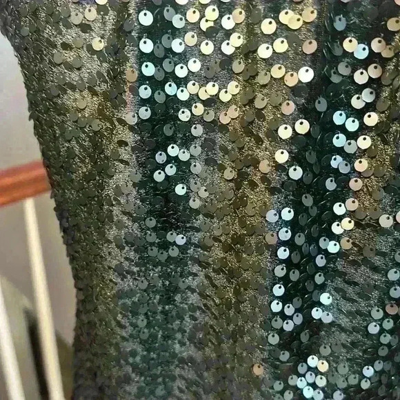 Love, Carmen Short Black Sequin Lined Dress w/ Satin Bow 100% Poly Womens Size 4 - Picture 6 of 13